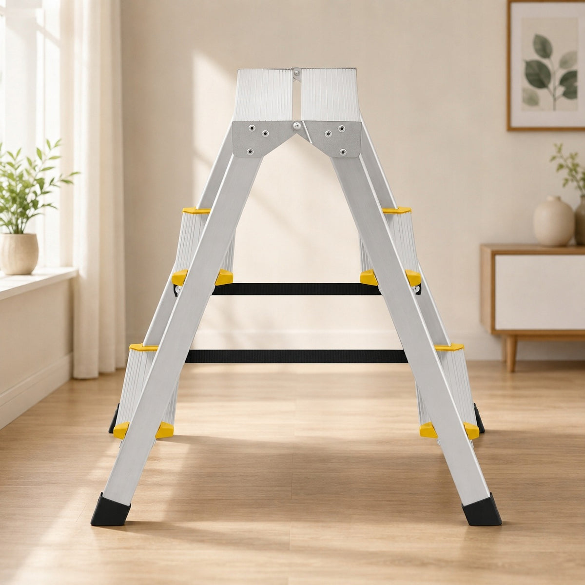 Drabina Domowa Aluminiowa Dwustronna Składana Taboret do 256 cm 2x3 Stopnie