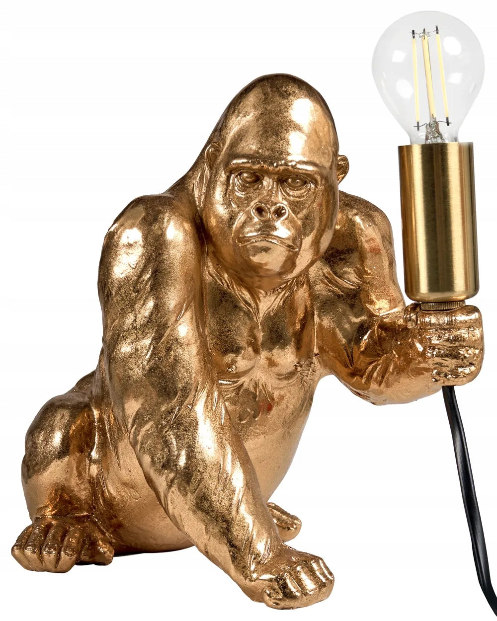Lampa Goryl Harambe Złota Stołowa Unikatowa Mosiądz 21 cm Funkcjonalna