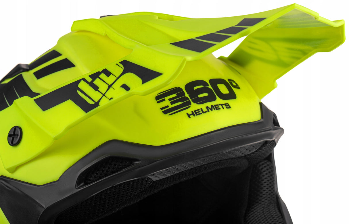Kask Cross Enduro S Fluo Żółty MTB Quad Lekki Daszek Homologacja EU