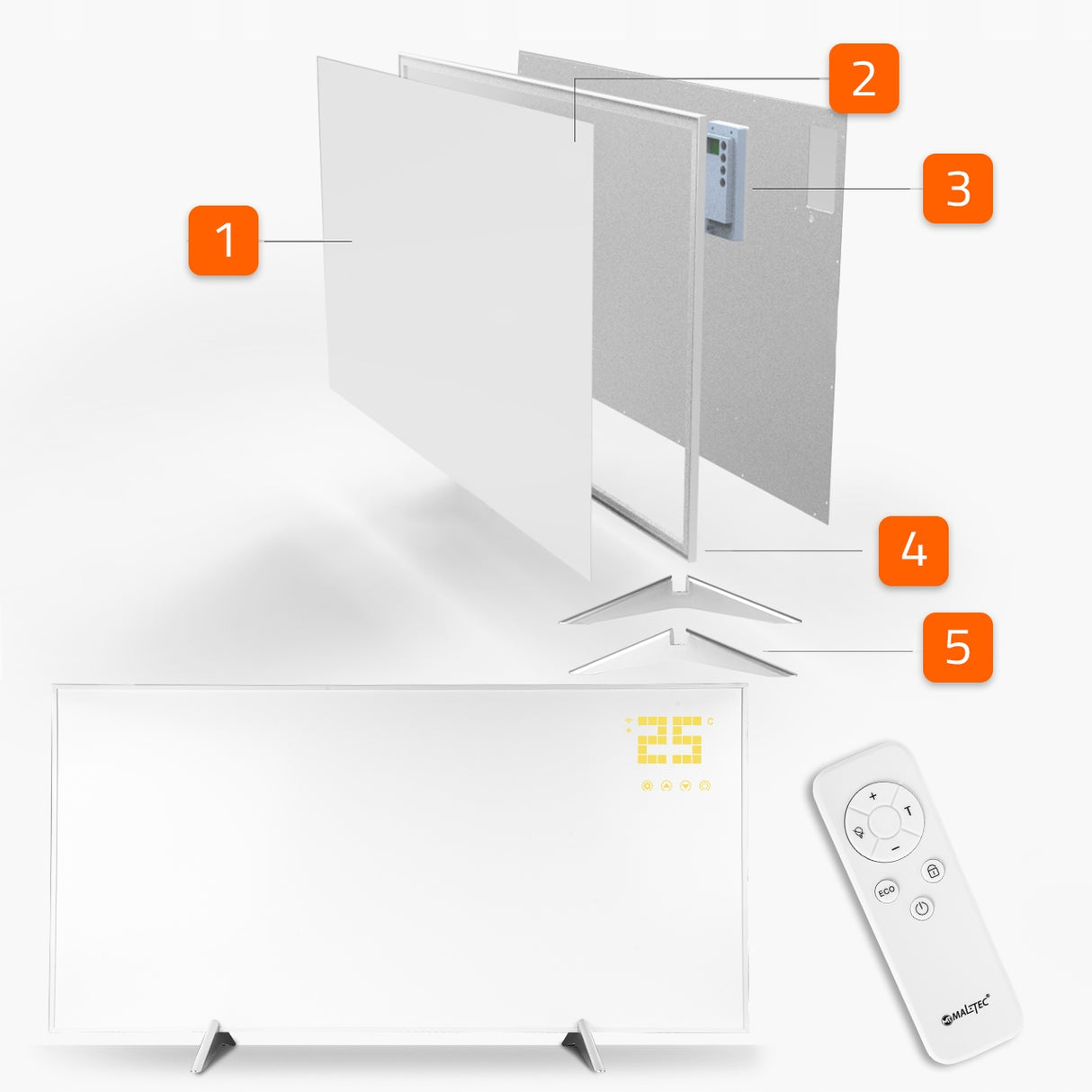 Grzejnik Na Podczerwień Promiennik IR WiFi Pilot Termostat 770W Ultra Slim