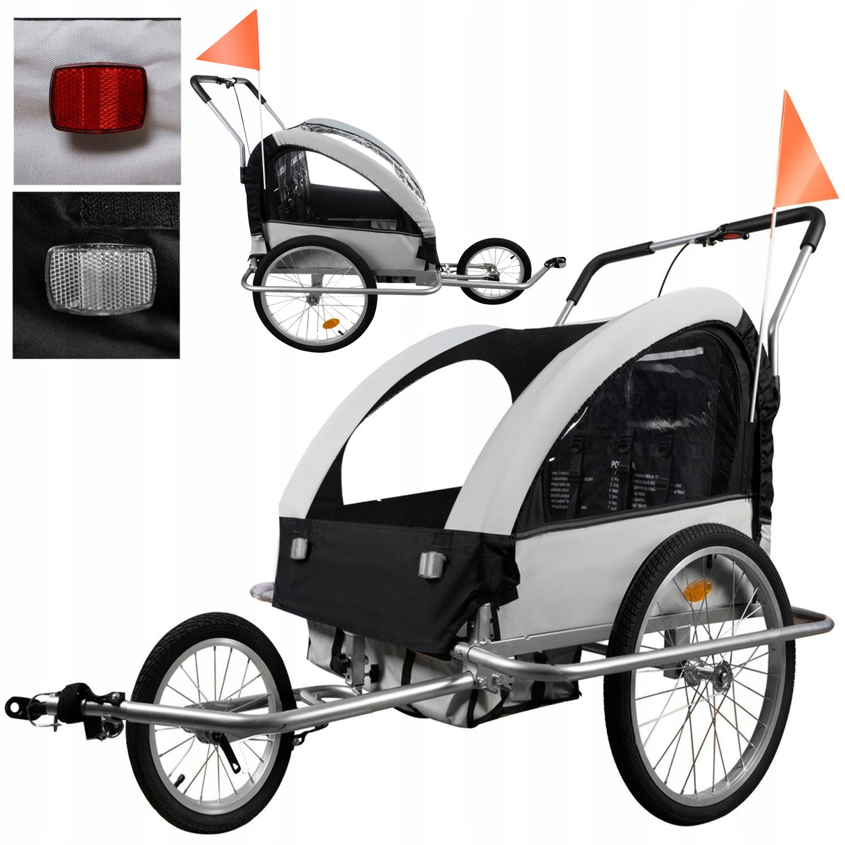 Przyczepka Rowerowa dla Dzieci Jogger do Roweru 2 Osobowa Transportowa 3w1
