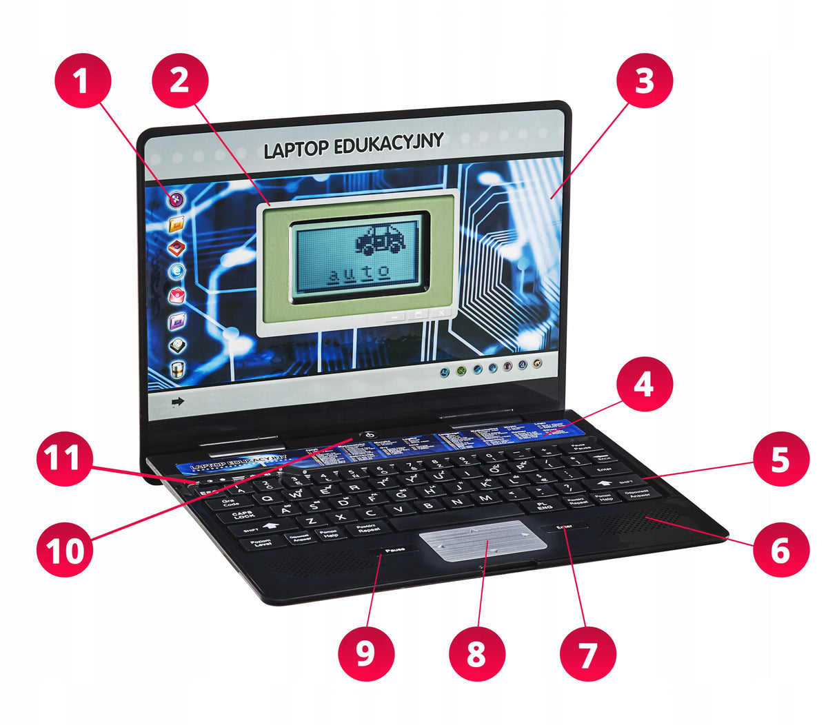 Komputerek Edukacyjny Nauka i Zabawa Laptop 3+ 98 Gier PL/ANG dla Dzieci