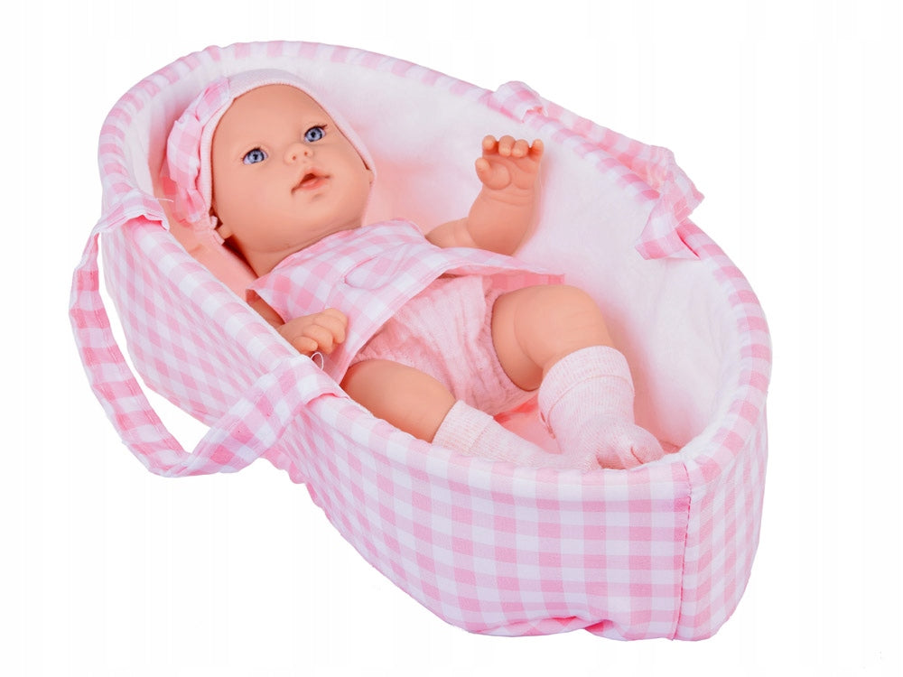 Lalka Noworodek Bobas Czapka Sukienka + Maskotka Królik na Prezent Różowa