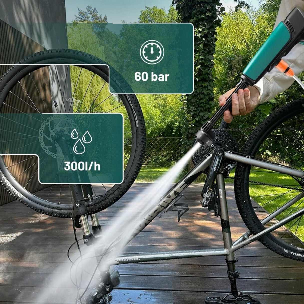 Myjka Ciśnieniowa Multi Dysza Akumulatorowa do Ogrodu 60 Bar 2xAKU 4Ah