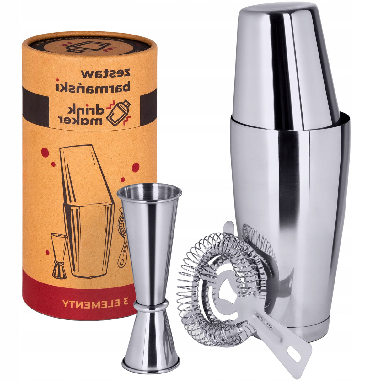 Zestaw barmański do drinków Shaker Tin-Tin Jigger POVES
