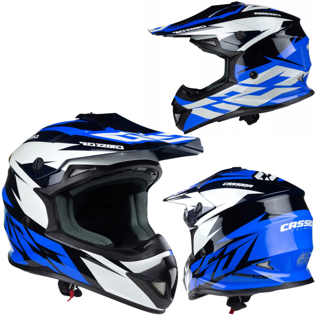 Kask Motocyklowy Cross Cup/Two + Gogle, Kominiarka, Niebieski M