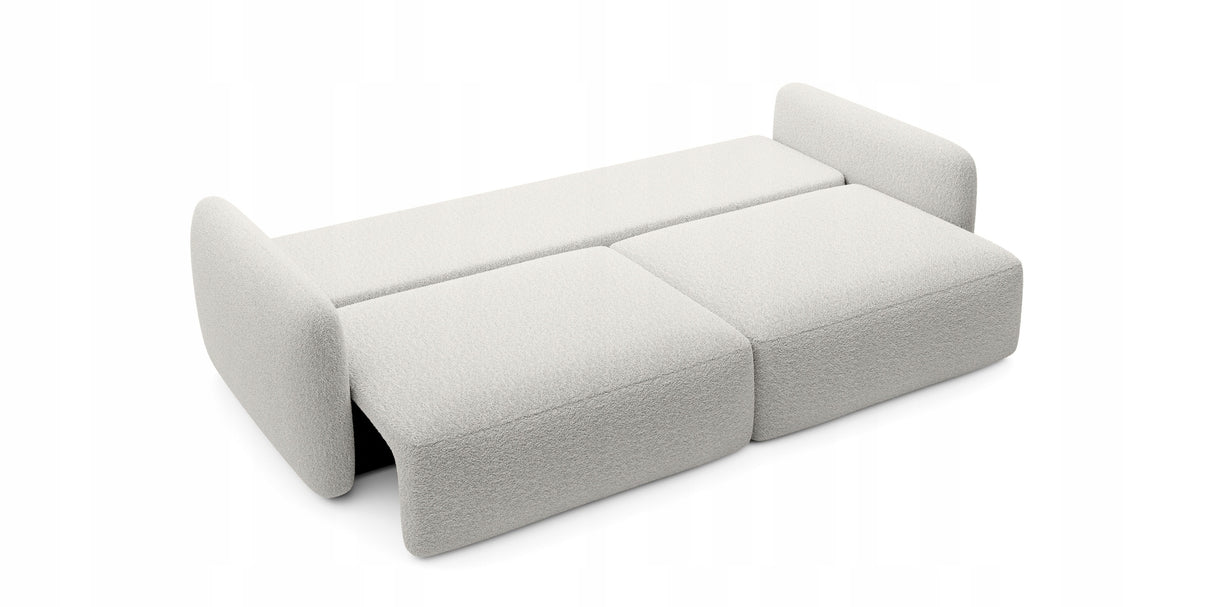Sofa Rozkładana z Funkcją Spania Pojemnikiem Ecru 238x103cm Tkanina