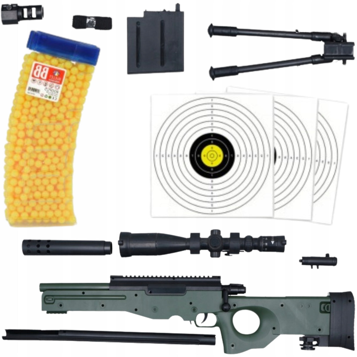 Karabin Snajperski na Kulki Pistolet Laser Luneta + Kulki Snajperka AWP