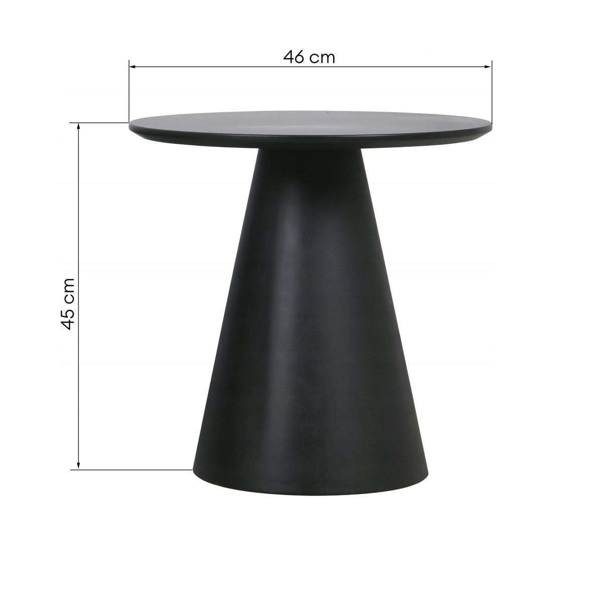 Stolik Kawowy Nowoczesny Styl Okrągły Kształt Blatu Czarny Marmurowy 46 cm