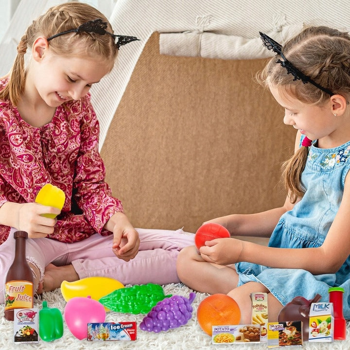 Wózek Koszyk Zakupowy na Zakupy z Produktami Marketowy Różowy dla Dzieci