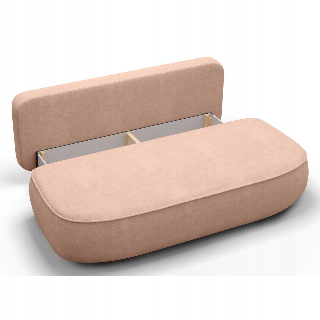 Sofa Zaokrąglony Kształt z Funkcją Spania Pojemnikiem Brzoskwiniowa 212x100