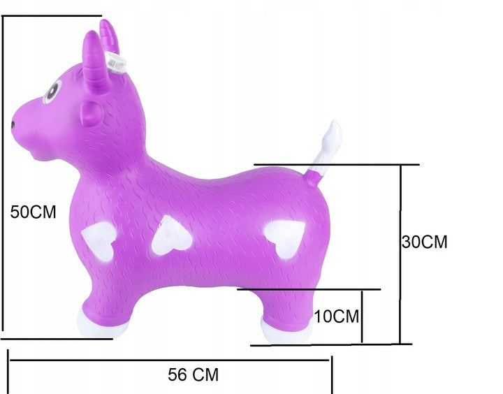 Skoczek do Skakania Krowa Różowa Muzyka Światło Odgłosy 56 cm Gumowy