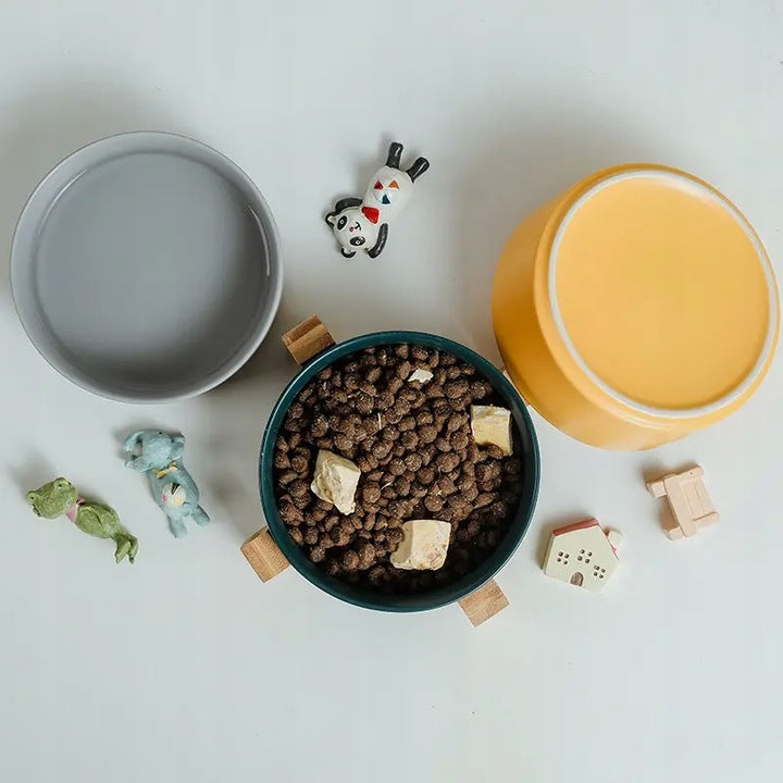 SPUNKYJUNKY Podwójna Miska Dla Psa Kota Ceramiczna Podwójna