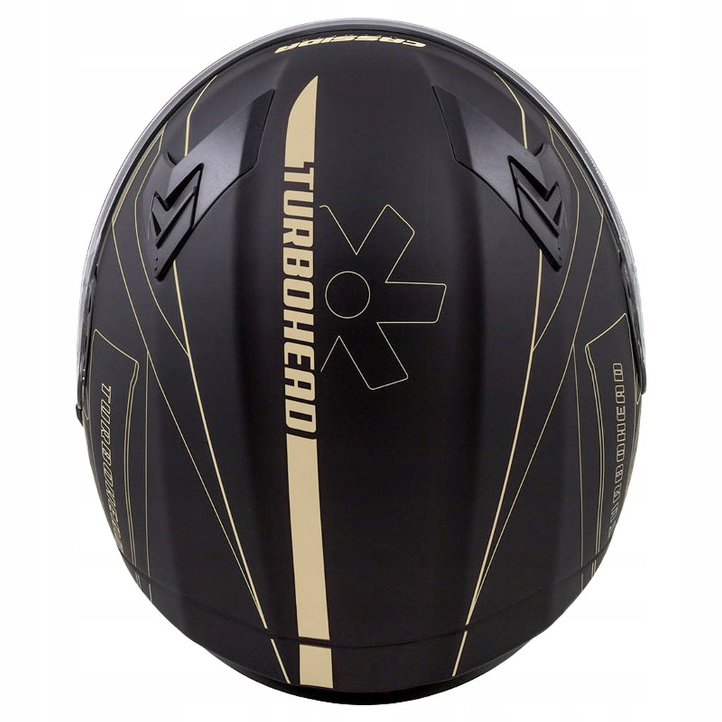 Kask Motocyklowy + Czarna Szyba Czarno - Złoty CASSIDA 3.0 GOLD XS