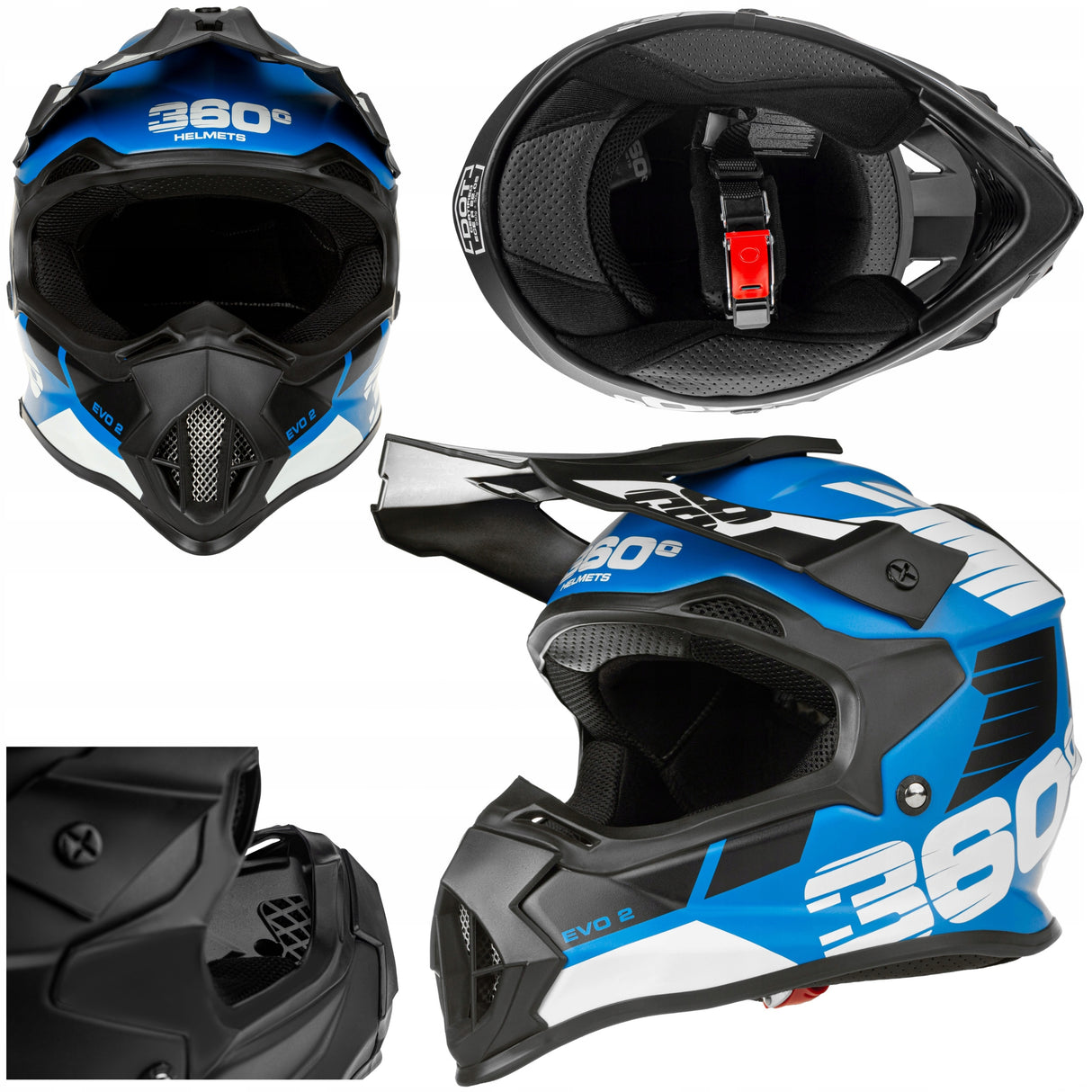 Kask Cross Enduro S Lekki Quad MTB Daszek Homologacja EU Niebieski