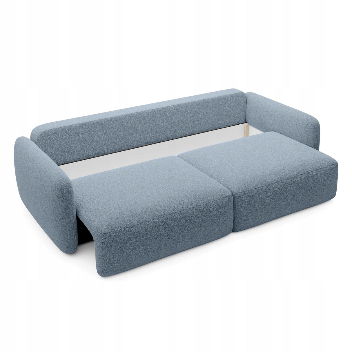 Sofa Rozkładana z Funkcją Spania Pojemnikiem Niebieska 238x103cm Tkanina