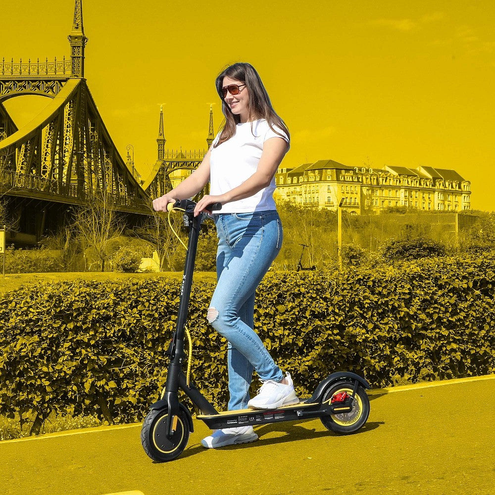 Hulajnoga Elektryczna Dwukołowa z Hamulcem Duża Składana Czarno-Żółta 350w