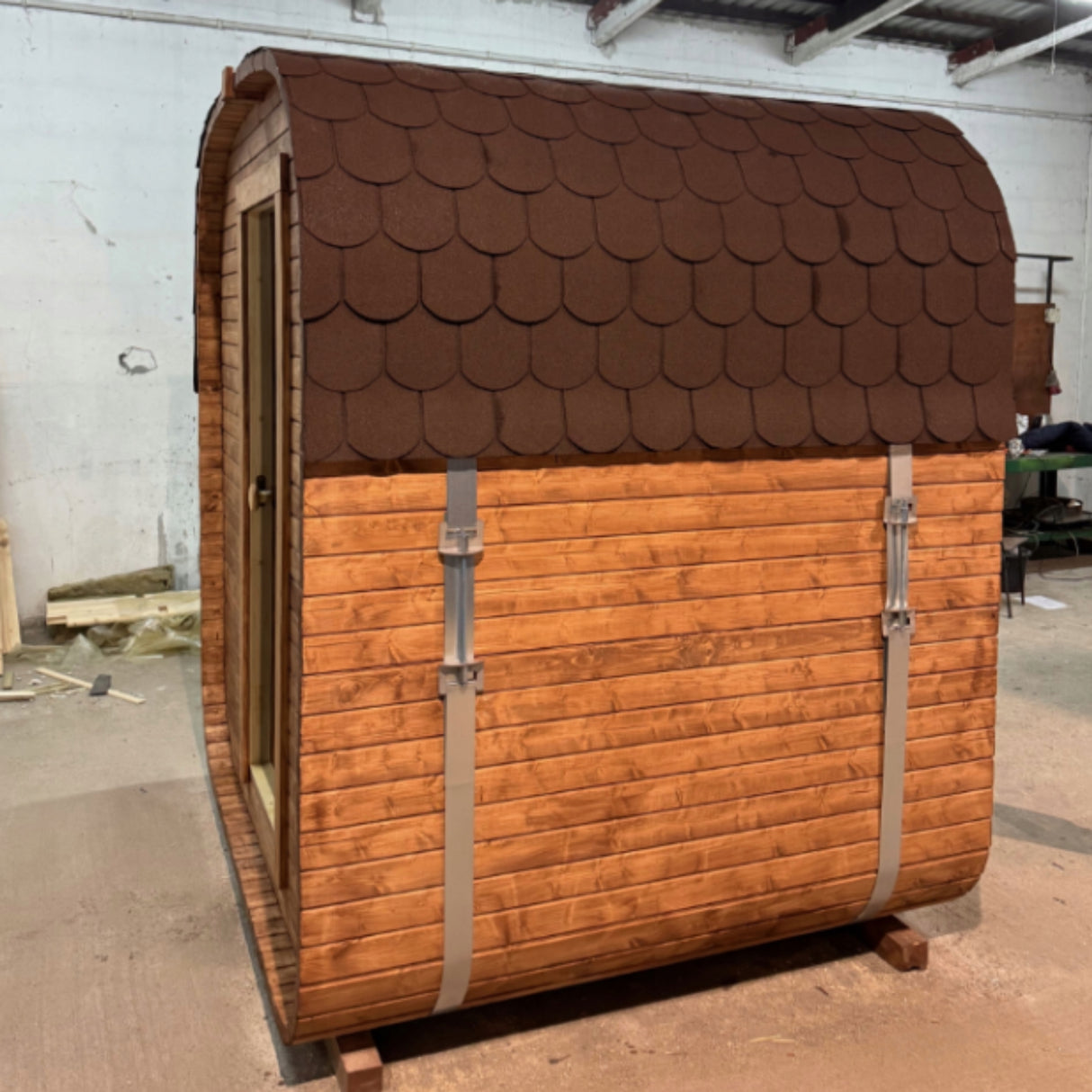 Sauna Ogrodowa Quadro 180 cm Zestaw z Piecem na Drewno i Balią 120 cm