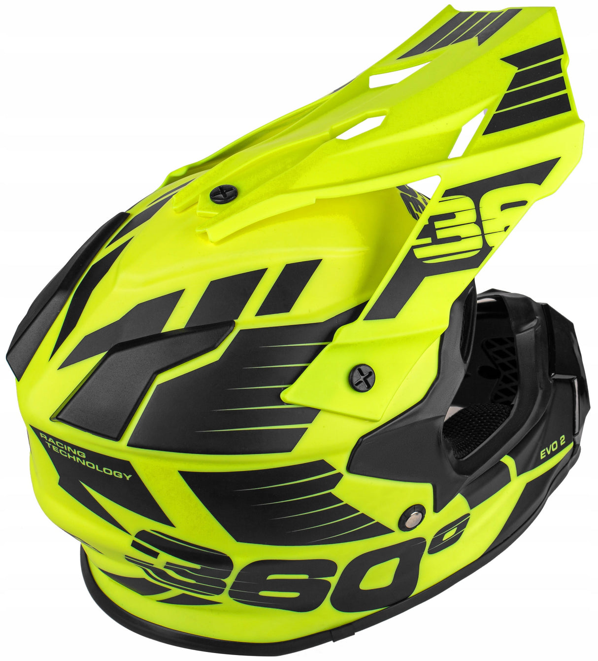 Kask Cross Enduro S Fluo Żółty MTB Quad Lekki Daszek Homologacja EU