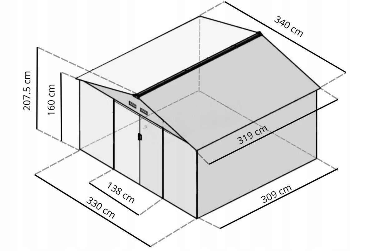 Szopa na Narzędzia Ogrodowe Blaszana Domek Imitacja Drewna 340x319cm 10,2m2