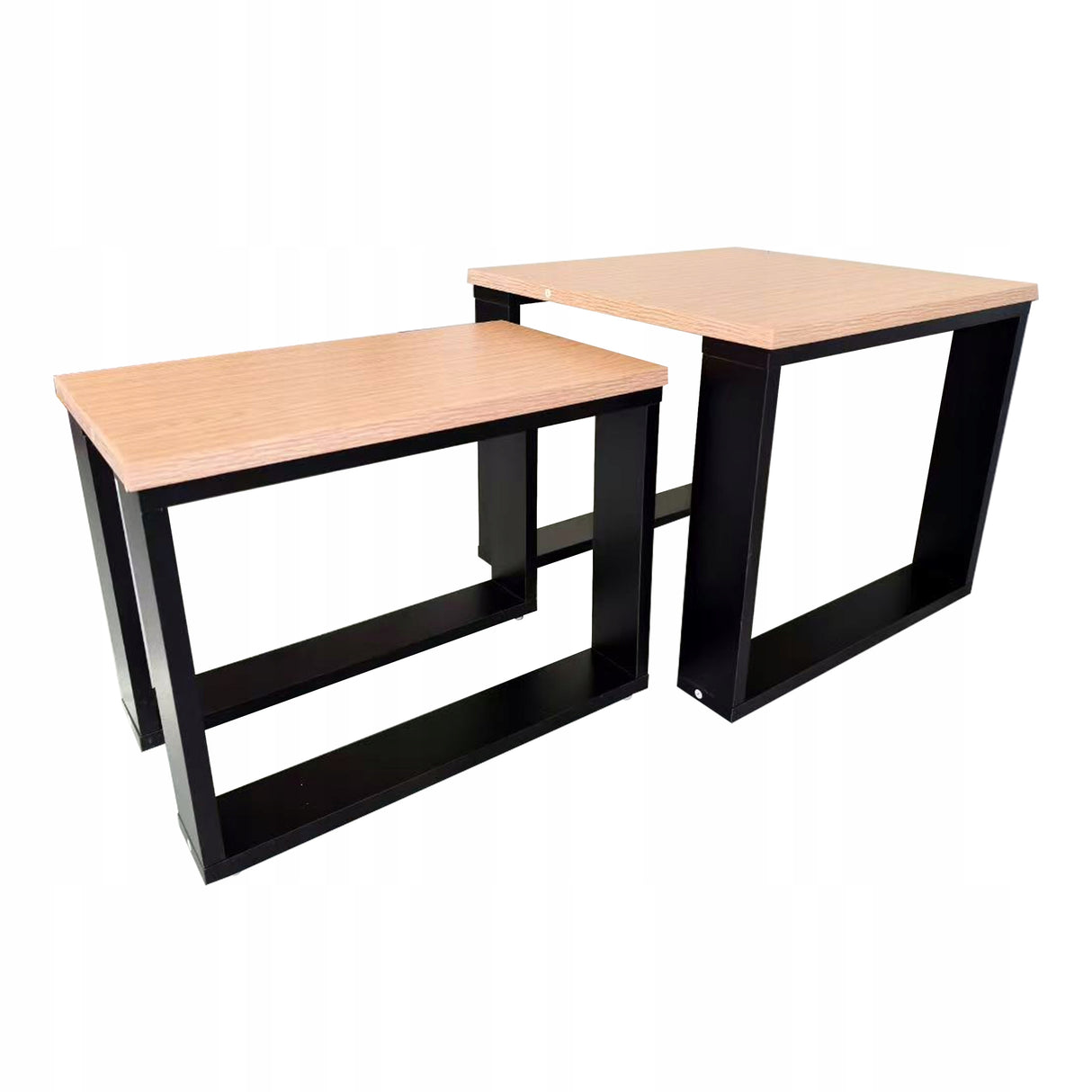 Stolik Kawowy Dąb Naturalny Loft Zestaw Kwadratowy 50x50cm 50x30cm