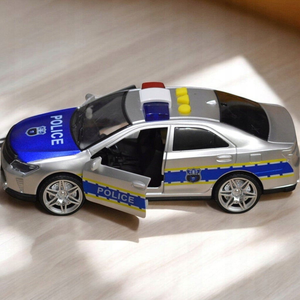Duże Autko Radiowóz Policyjny Policja Gumowe Koła z Dźwiękiem i Efektami