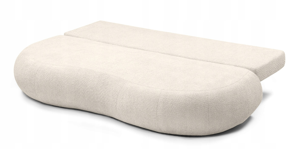 Sofa z Funkcją Spania i Pojemnikiem na Pościel Obłe Kształty Boucle Kremowa