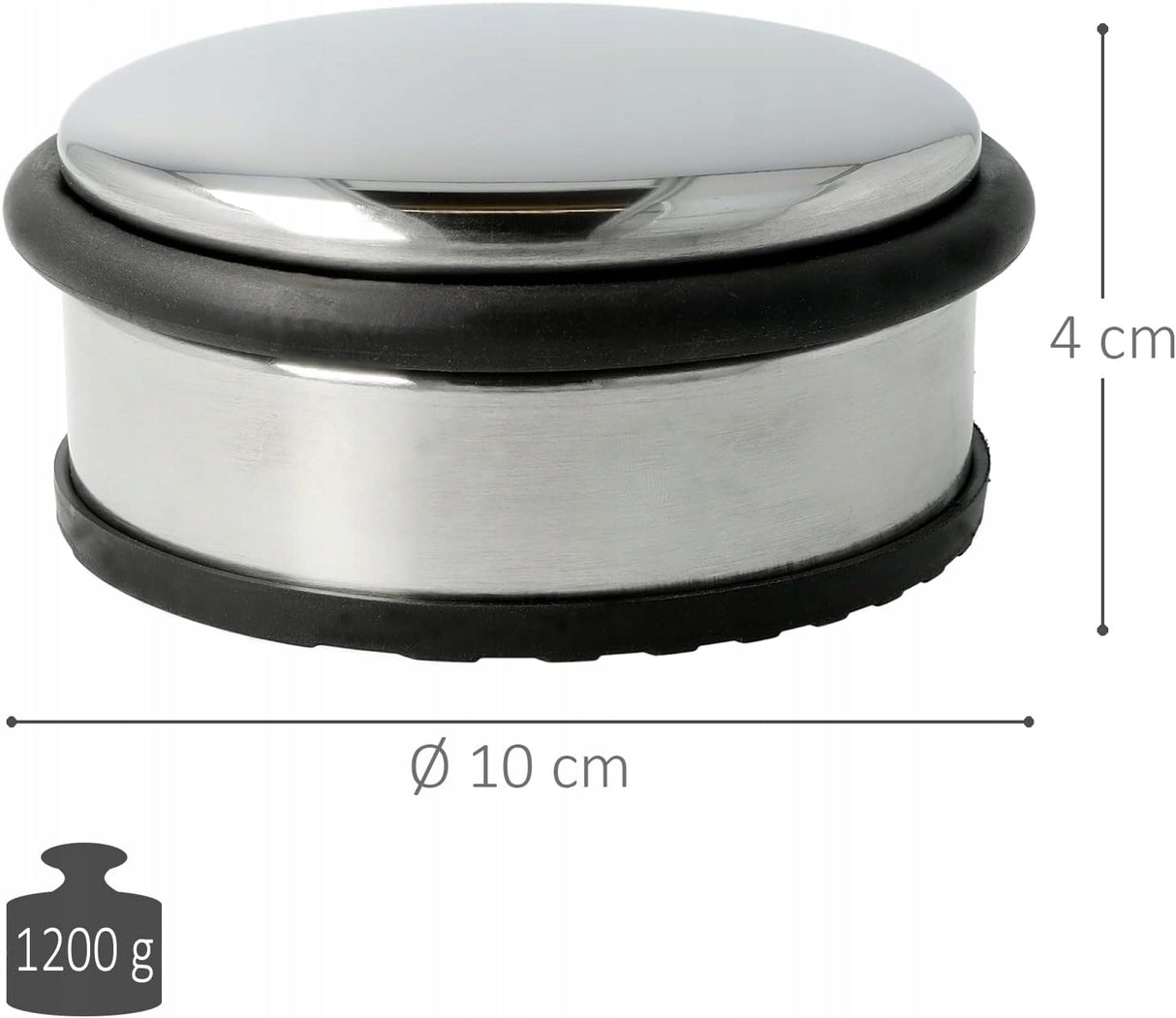 Zatrzymywacz Drzwi E-1900100 Okrągły Stal Nierdz. 10 x 4 cm 1200 g SREBRNY
