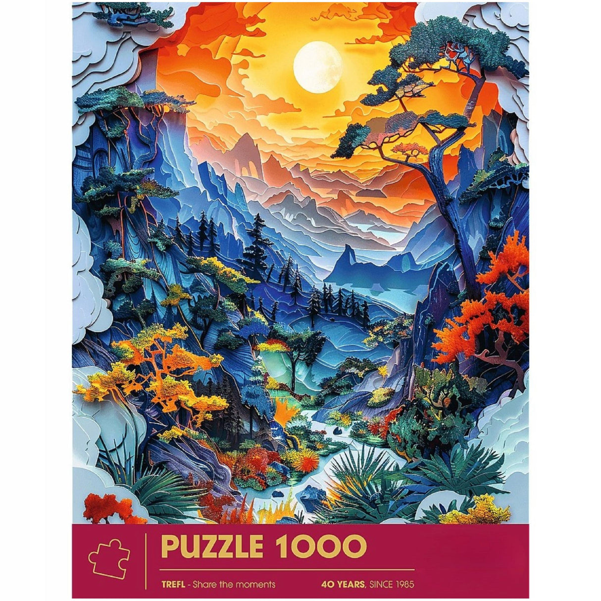 Puzzle 1000 Elementów z Efektem 3D Krajobraz Doliny Paper Art Trwałe
