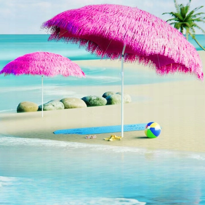Parasol Plażowy Duży Ogrodowy Hawajski Łamany Taras Plaża 150 Cm RÓŻOWY