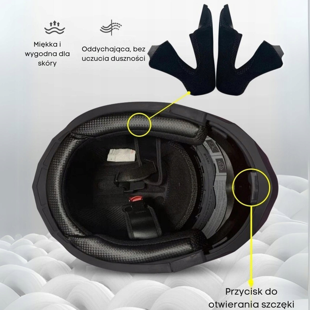 Kask Motocyklowy Szczękowy Czarny Wentylowany Podwójne Soczewki Rozmiar M