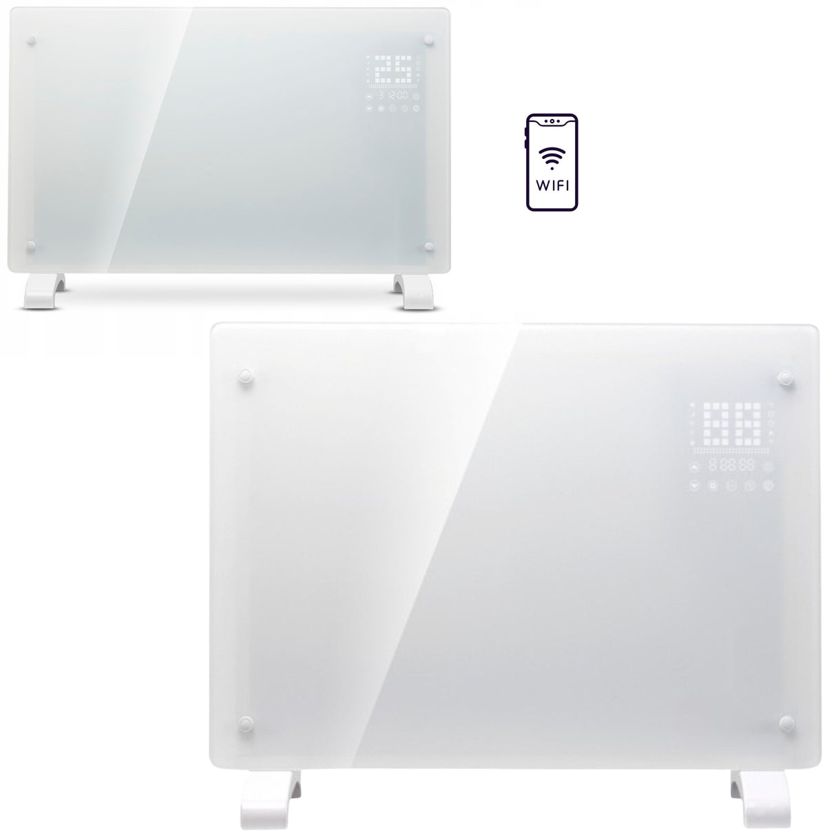 Grzejnik Konwektorowy Elektryczny Łazienkowy 1000 W Biały Wyświetlacz LCD