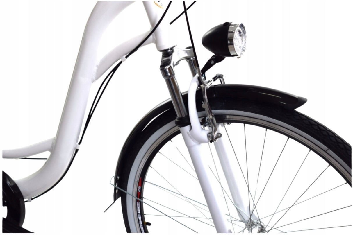 Rower Miejski Damski Lekki Aluminiowy Przerzutki Bagażnik | Koła 28" Biały