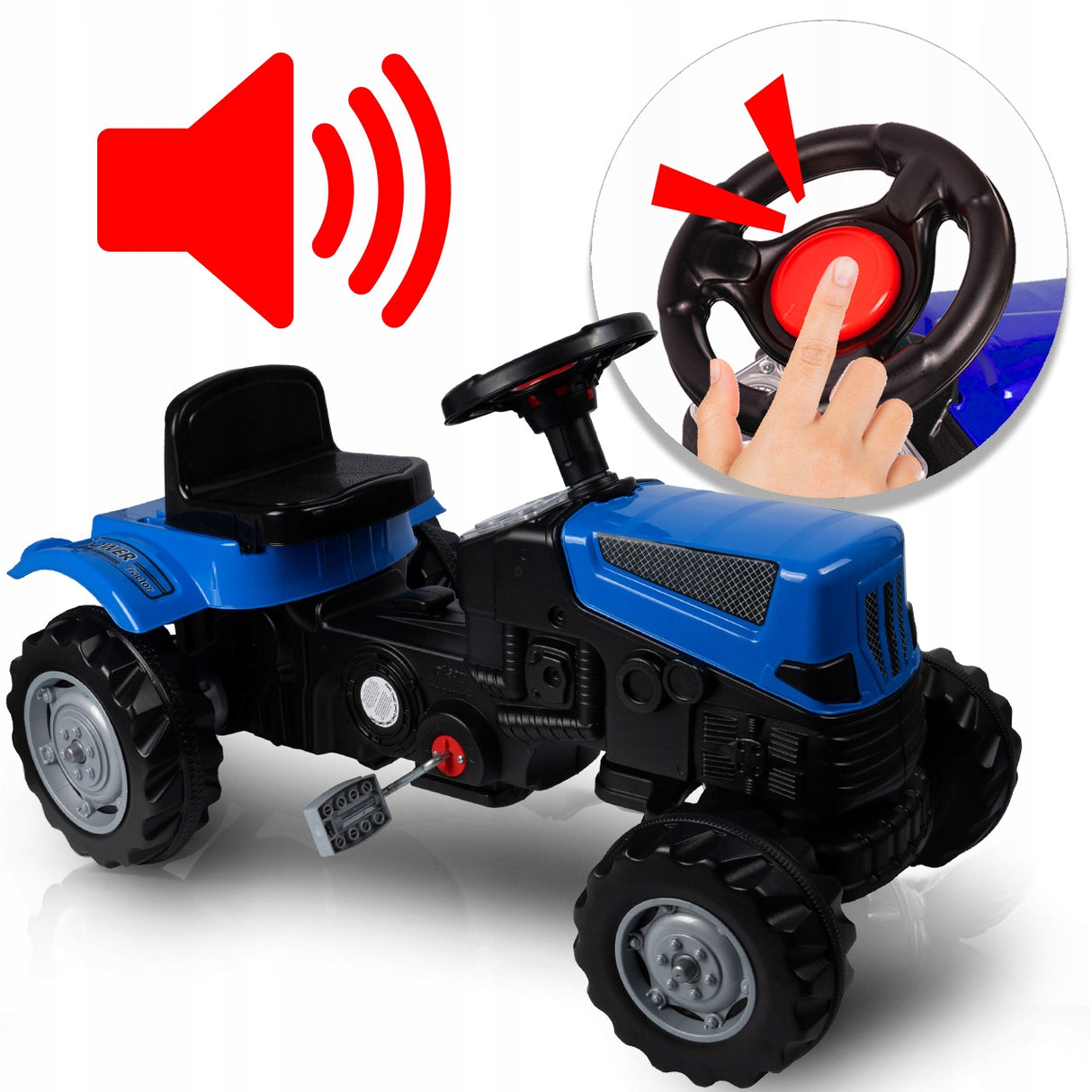 Duży Traktor na Pedały Przyczepa Jeździk dla Dziecka Niebieski TraktorekXXL