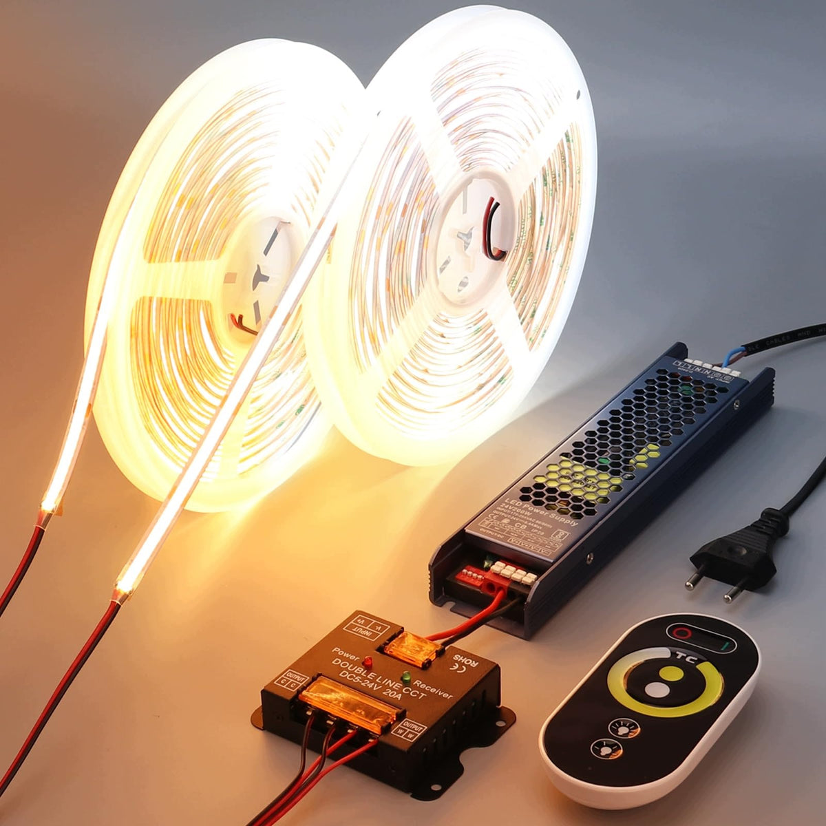 Taśma COB LED (10M X 2) 24V CCT Pasek LED 2700K-6500K z Regulacją 20M