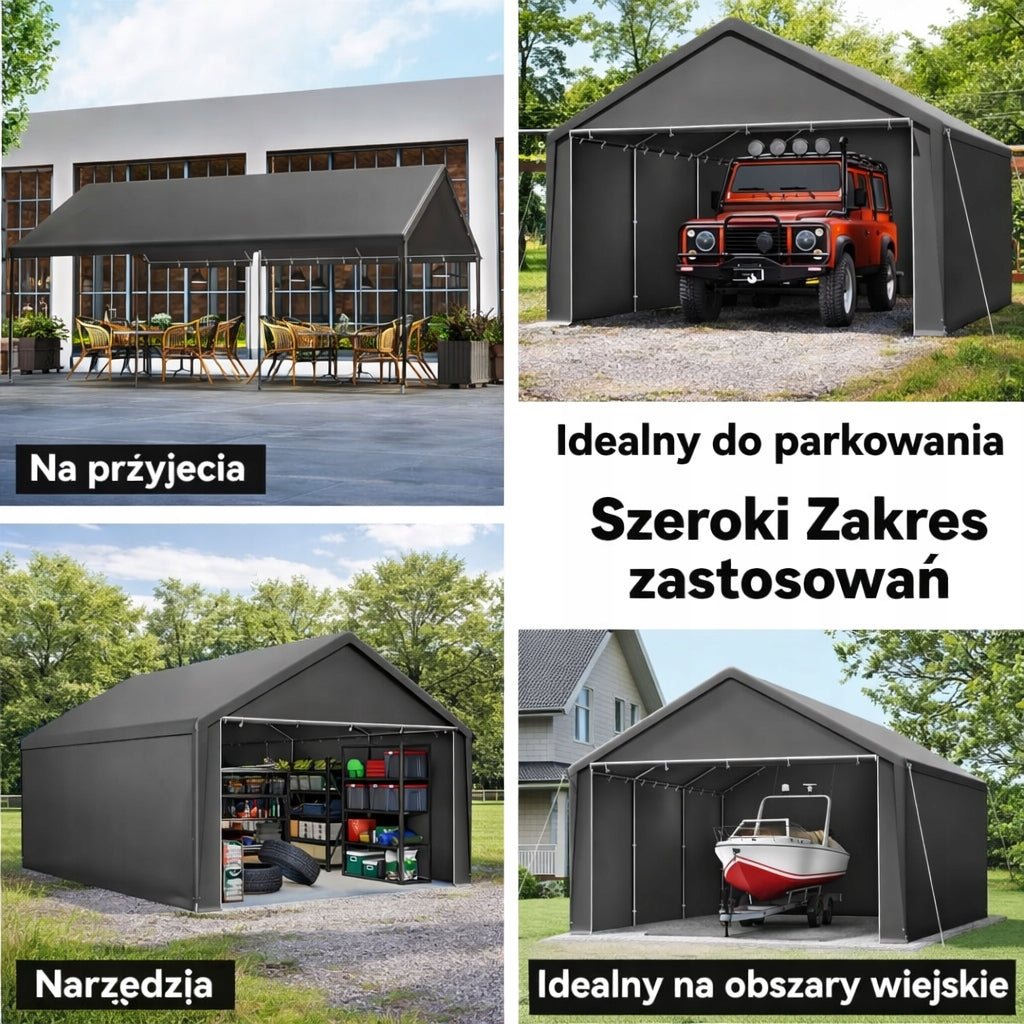 Namiot Garażowy Wodoszczelny Polietylenowy Dach Odporny na Rozerwanie 4x6 m