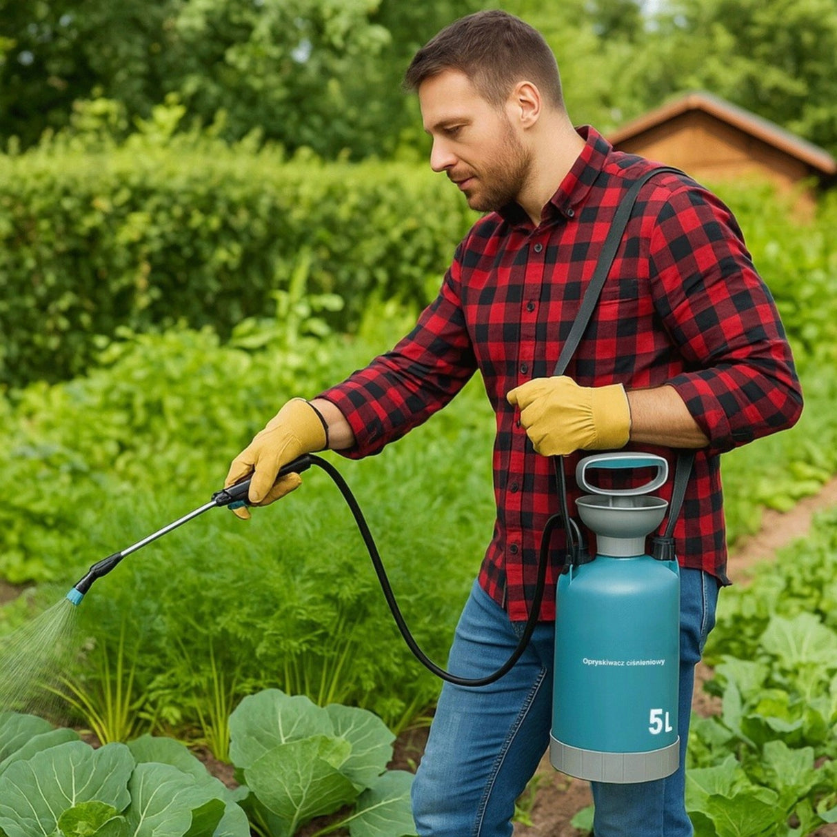 Opryskiwacz Ciśnieniowy Ogrodowy Ręczny Stalowa Lanca Regulacja XL 5L 100cm