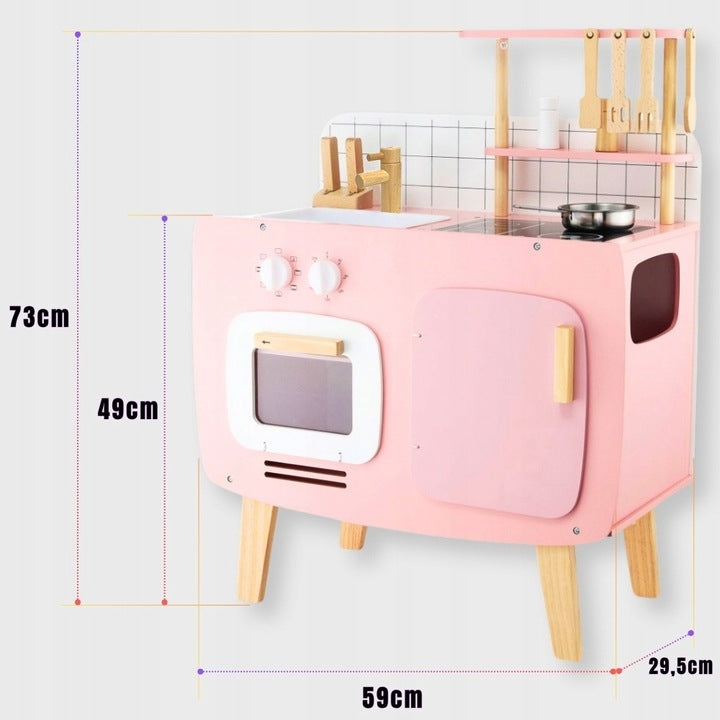 Kuchnia Kuchenka Drewniana Komplet Dziewczynki Retro + Akcesoria dla Dzieci