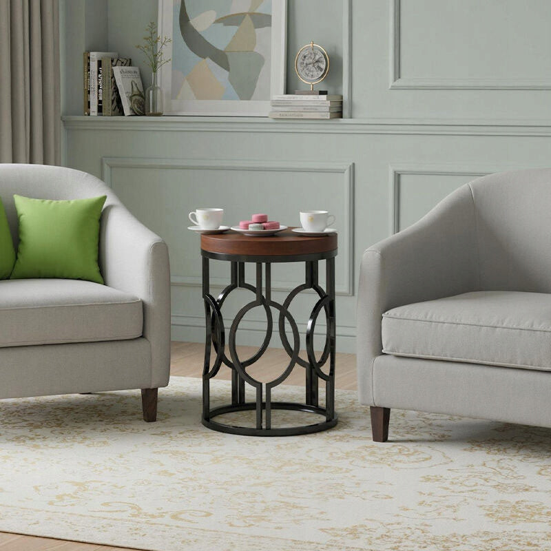 Stół Składany Wytrzymały i Trwały HOGA-NY092 60×30×60 cm Czarno-Brązowy