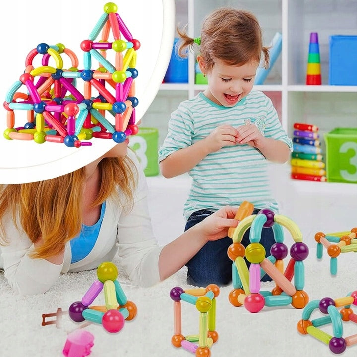 Klocki Konstrukcyjne Magnetyczne Patyczki 120 Elementów Duże XXL Edukacjyne