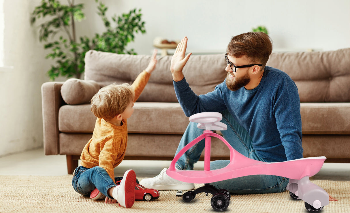 Jeździk Dla Dzieci Świecące Kółka 12M+ Różowo-Biały Stabilny Do 50 Kg