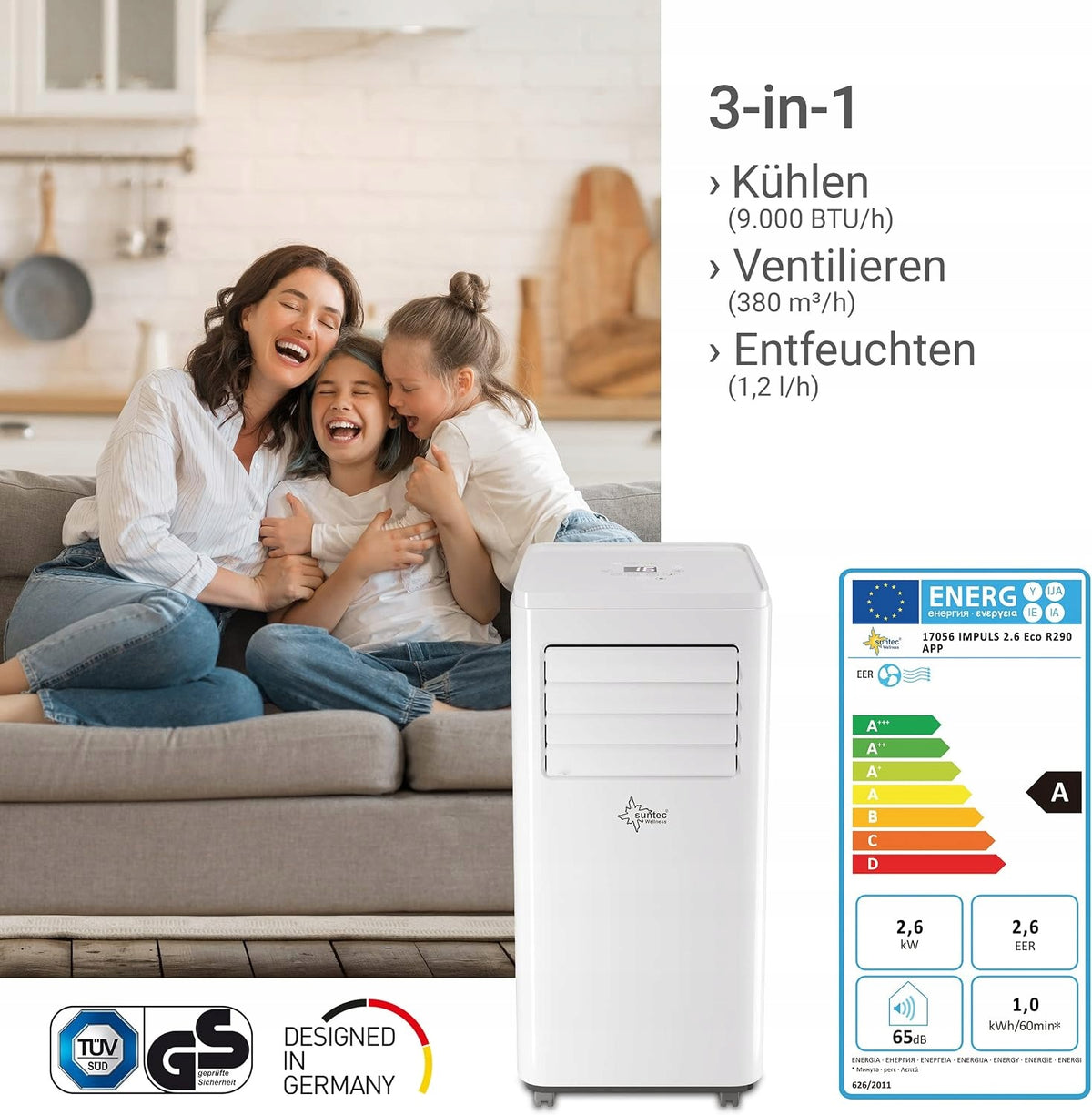 Klimatyzator Przenośny Klimatyzacja Suntec CoolFixx 2.6 Eco R290 34m2 Biały