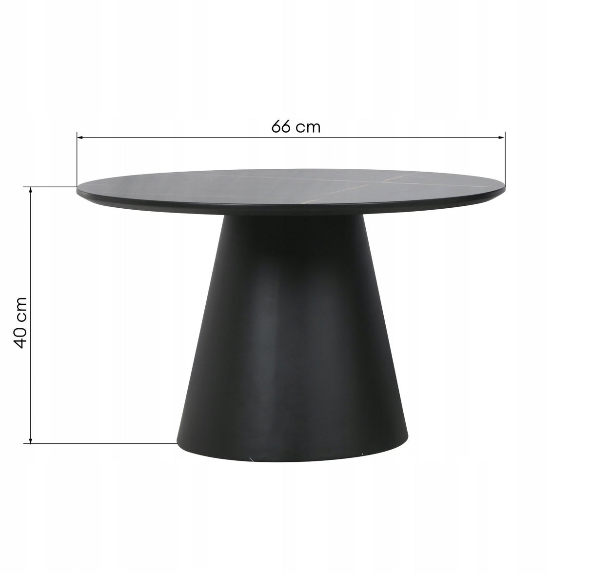 Stolik Kawowy Marmurowy Styl Nowoczesny Okrągły Kształt Blatu Czarny 66 cm