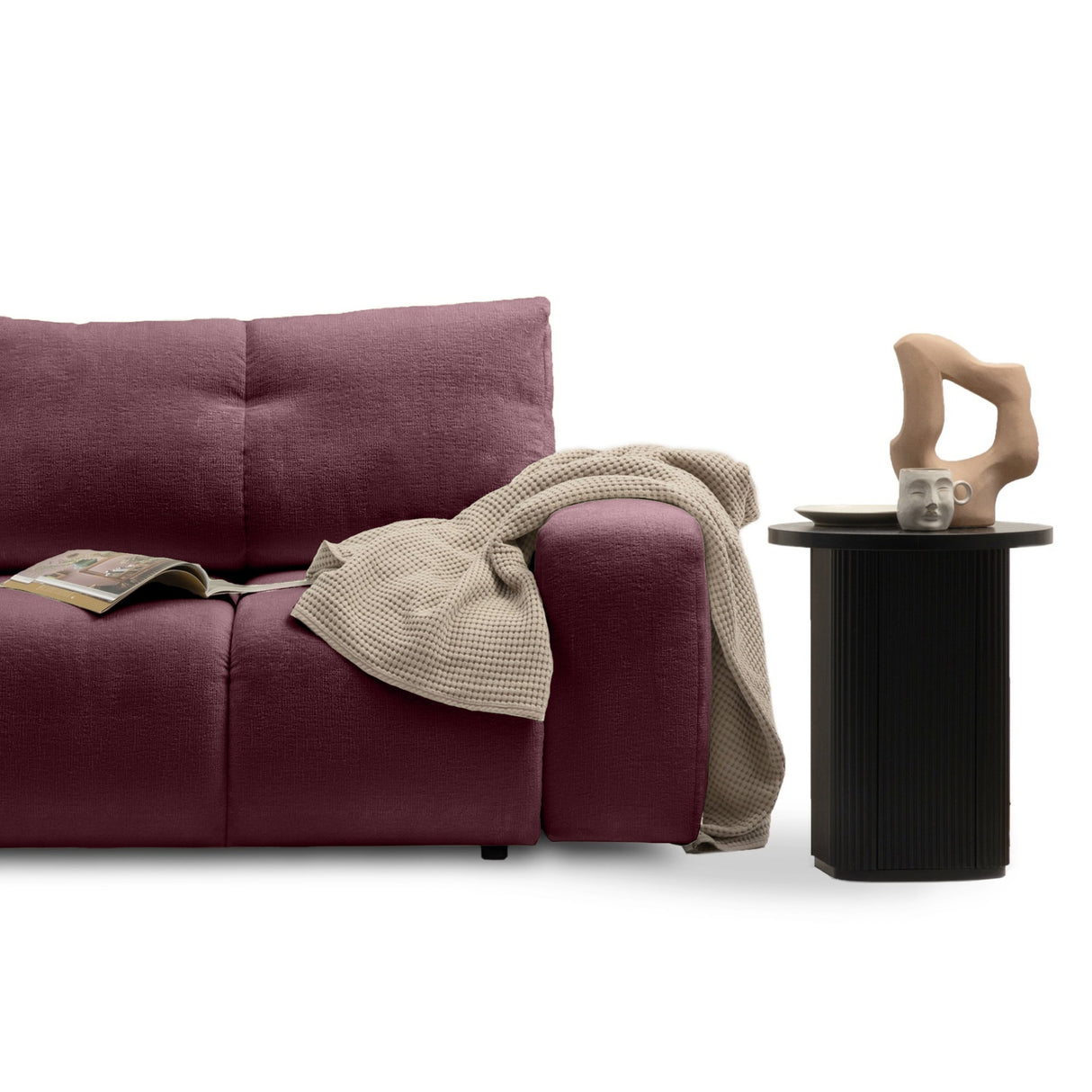 Sofa z Funkcją Spania i Pojemnikiem Burgundowa Tkanina Perfect Harmony 59