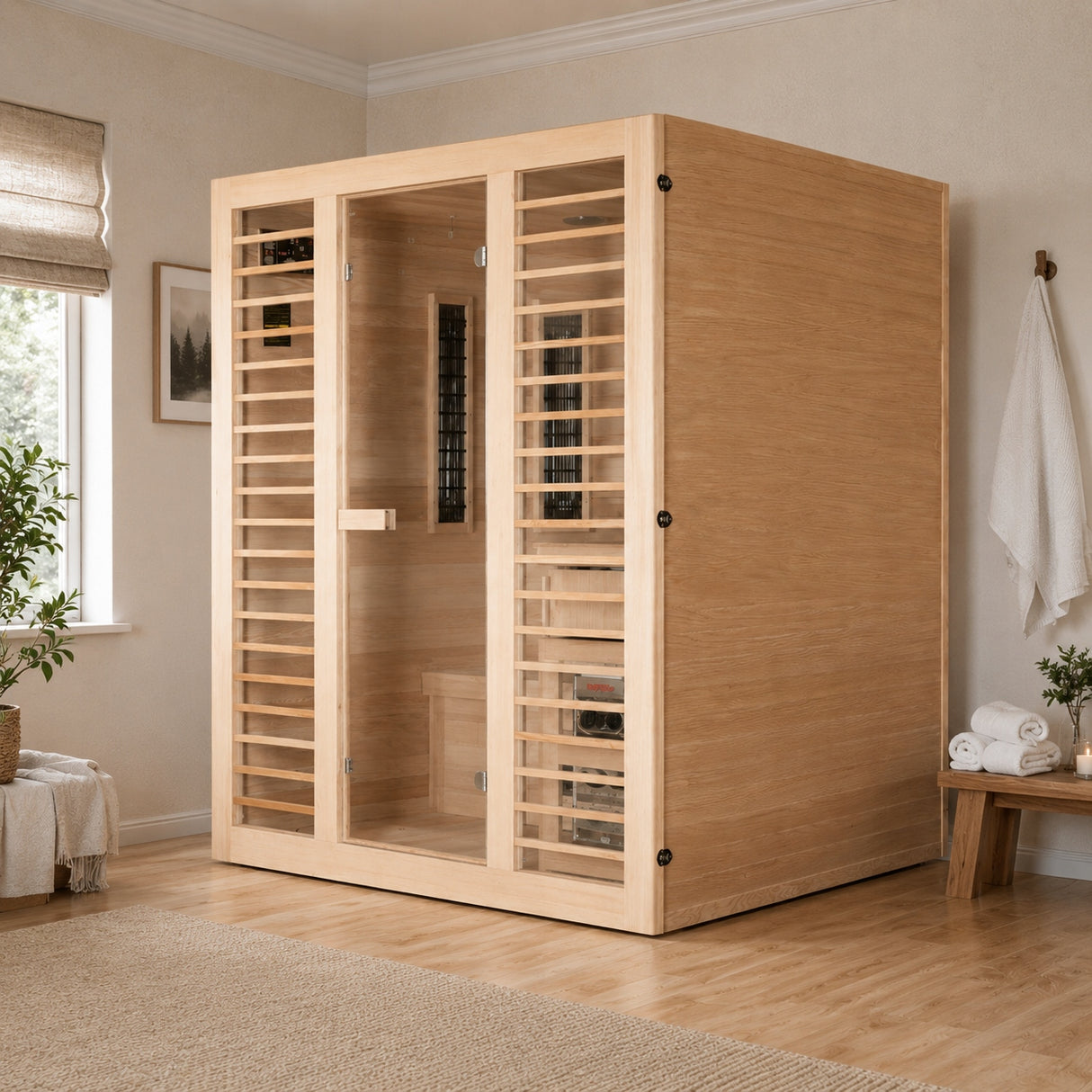 Sauna Hybrydowa Domowa Naturalna Cztero 4-Osobowa Fińska i Infrared 8000W