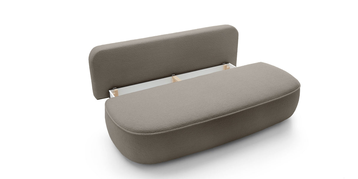 Sofa Zaokrąglony Kształt z Funkcją Spania Pojemnikiem Brązowoszara 212x100