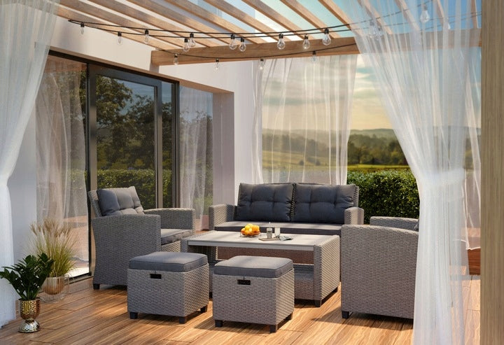 Zestaw Mebli Ogrodowych technorattan sofa fotele stolik puf koc gratis