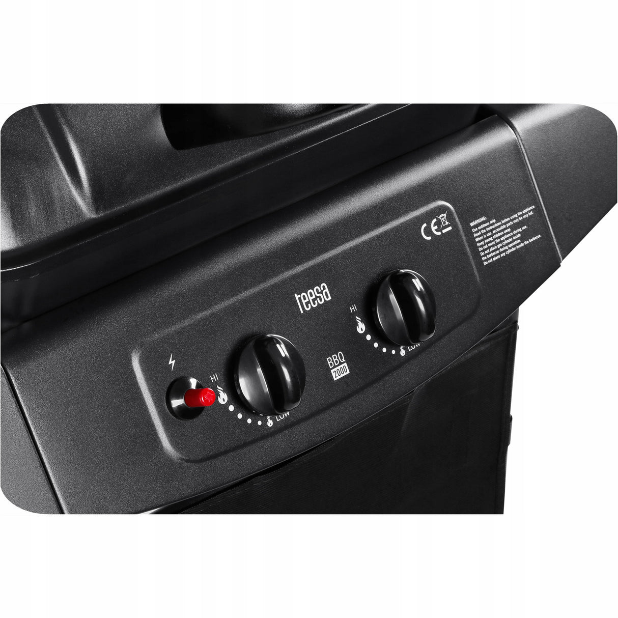 Grill Gazowy Czarny Kompaktowy Teesa BBQ 2000 2 palniki 5 kW TSA0080