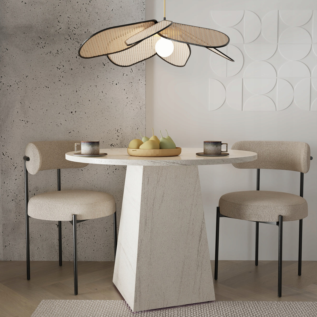 Stół do Jadalni z Kamiennym Dekorem Elegancki Ipanema Biała Solidna 100 cm