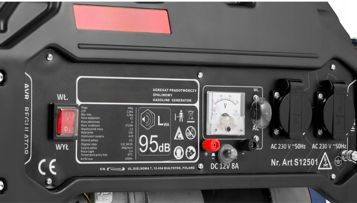 Przenośny Jednofazowy Agregat Prądotwórczy Benzynowy 3kW 230V AVR + Olej